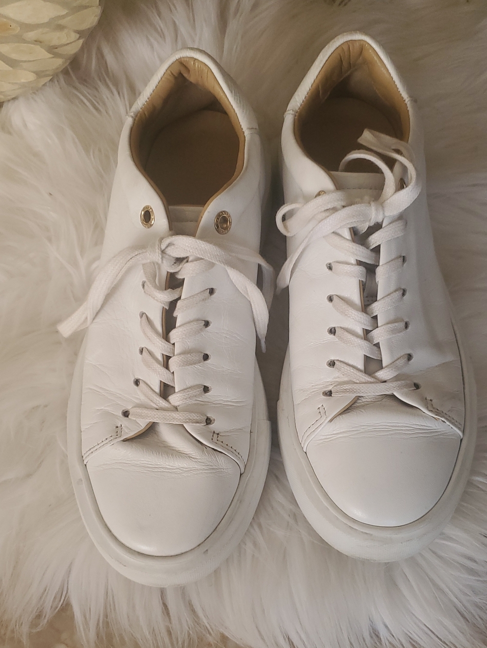 Ted Baker White Leather Lace-Up Sneakers